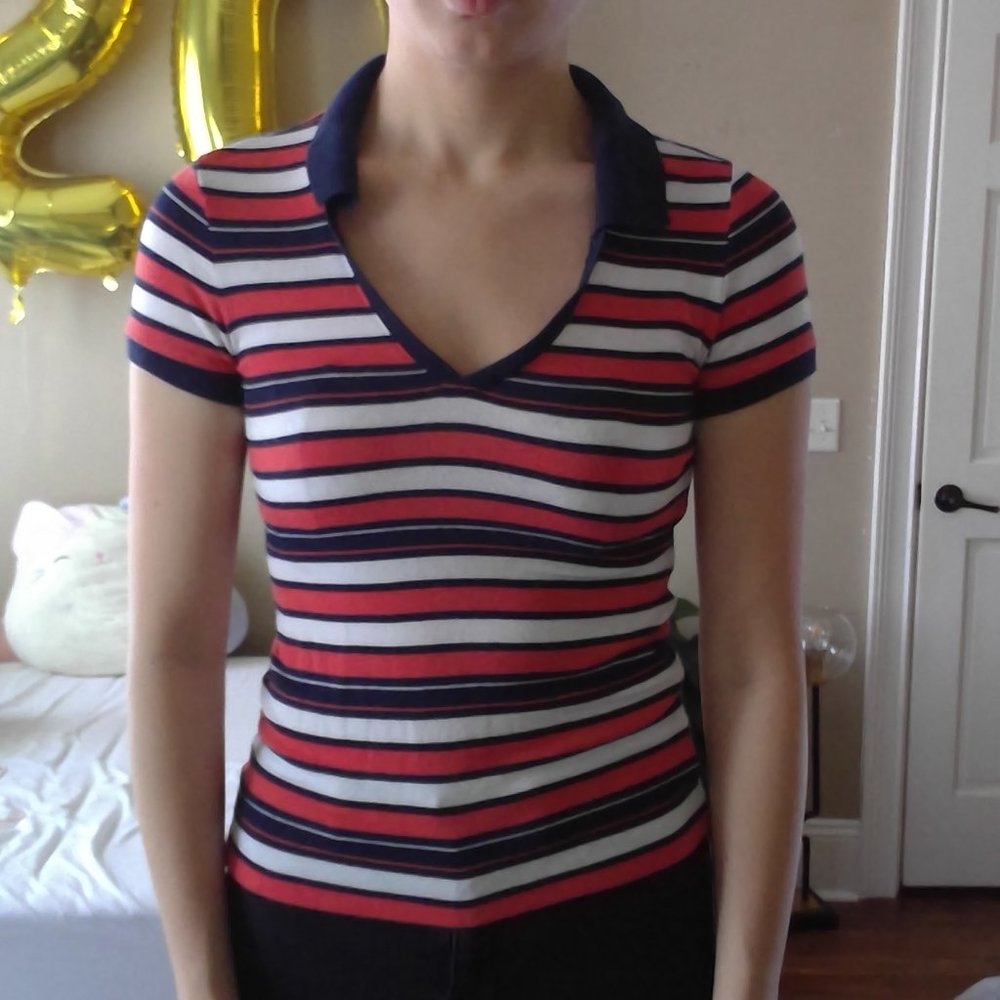 American Eagle Striped Short Sleeve Tee